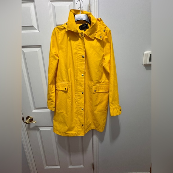 J. Crew Jackets & Blazers - J Crew Yellow Trench Coat with Hood and Water-Resistant Fabric size large